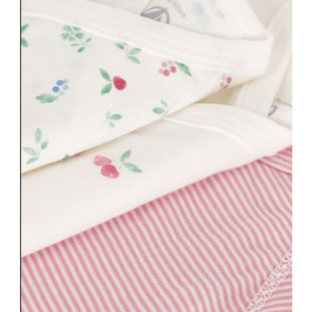 Petit Bateau Lot de 3 bodies en coton à imprimé et à manches courtes pour bébé