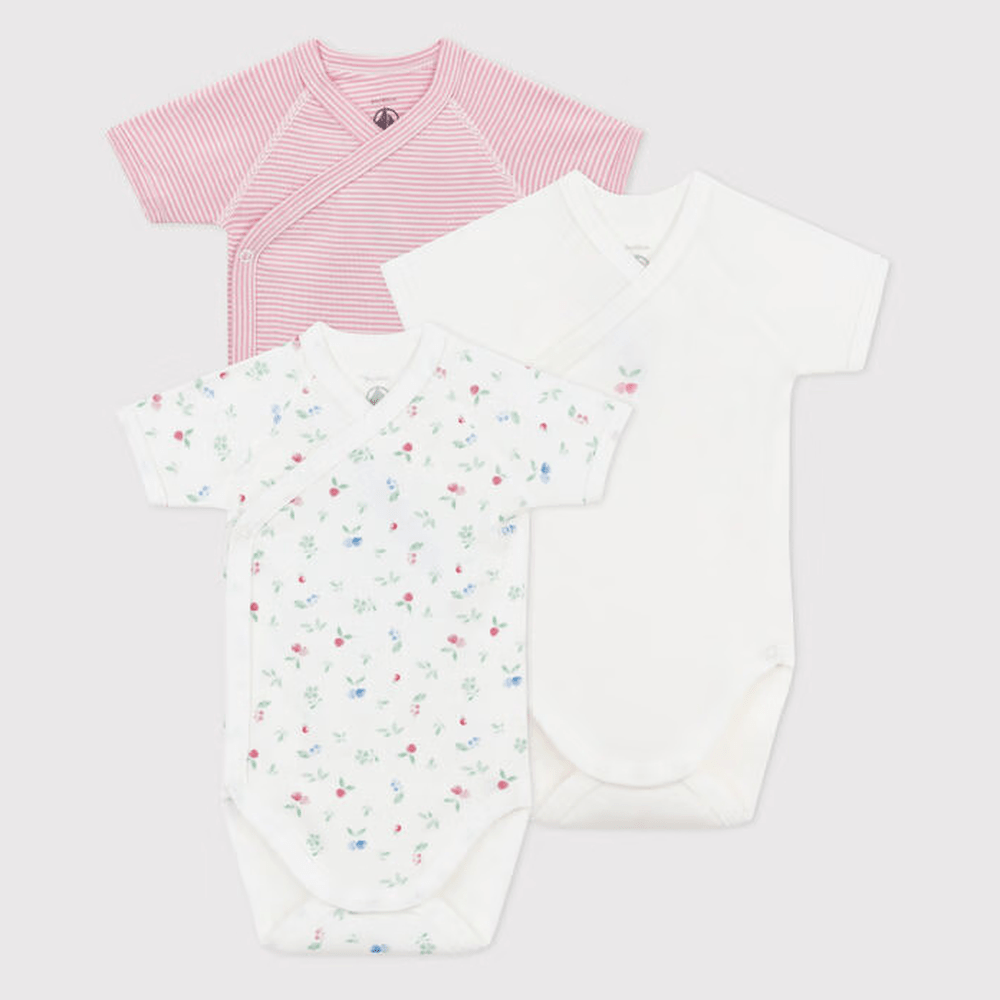 Lot de 3 bodies en coton imprimés à manches courtes pour bébés