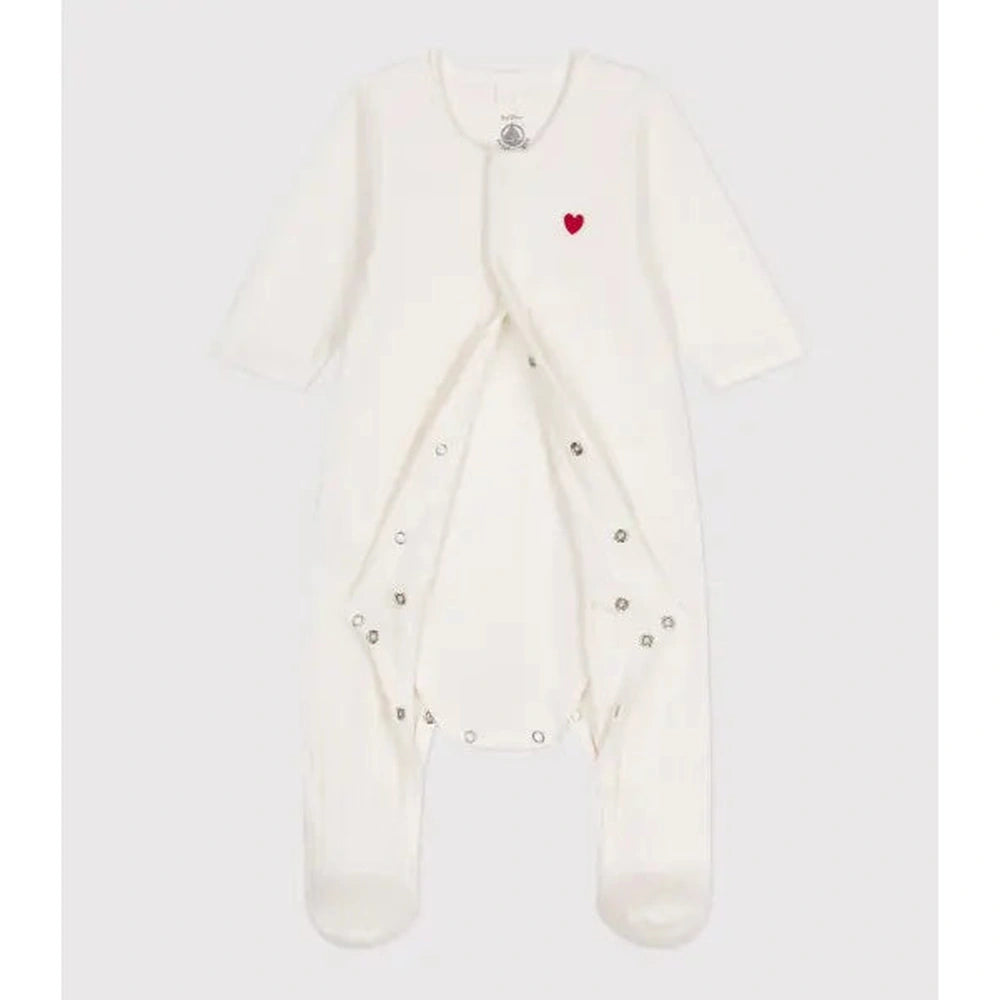 Petit Bateau Bodyjama unisexe en velours - blanc