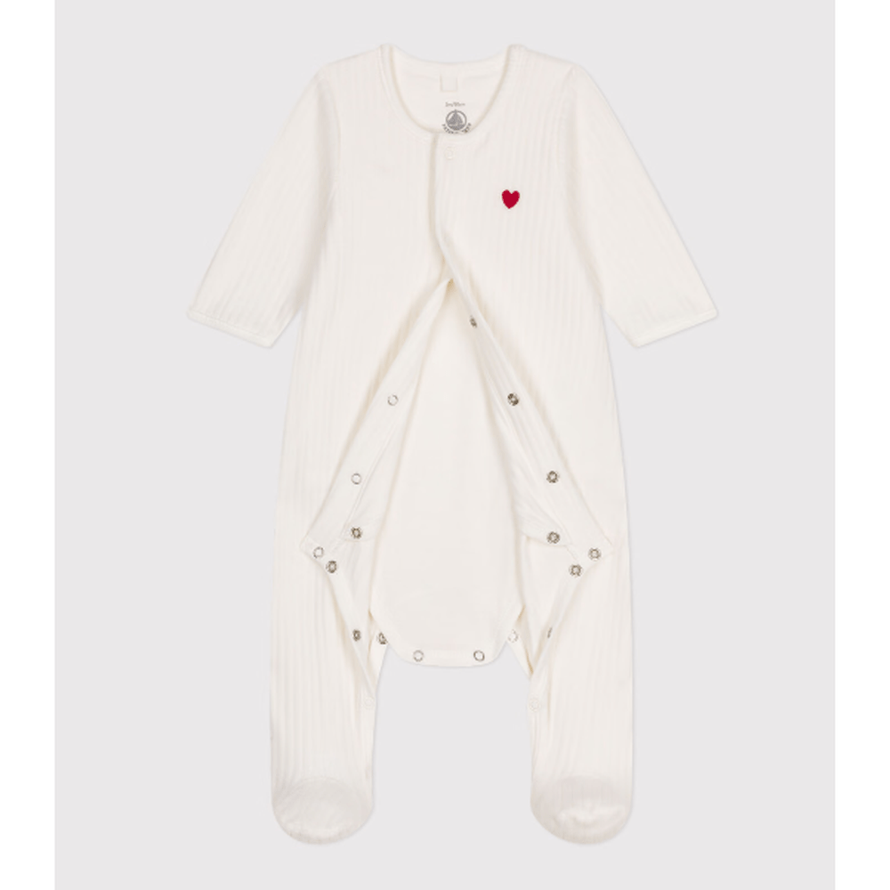 Petit Bateau Bodyjama unisexe en velours - blanc