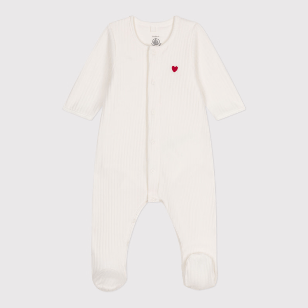 Petit Bateau Bodyjama unisexe en velours - blanc