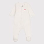 Petit Bateau Bodyjama unisexe en velours - blanc