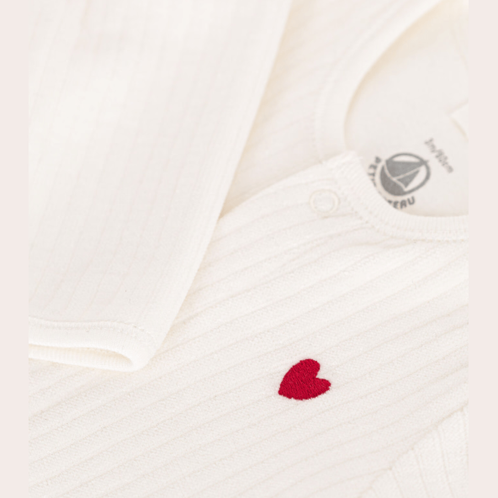 Petit Bateau bodyjama unisexe en velours - blanc