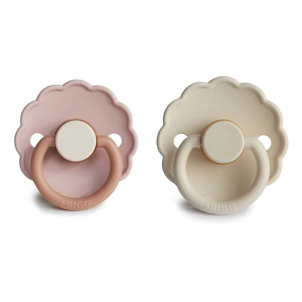 Frigg tétine Daisy Blooming en silicone, lot de 2, 6-18 mois - Biscuit/Crème