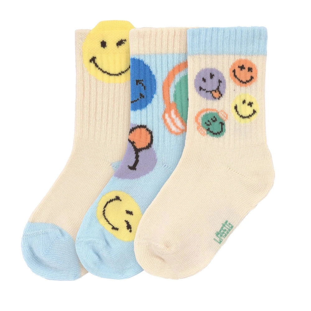 Lässig Chaussettes lot de 3 - Smiley World bleu