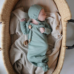 Robe de bébé côtelée à nœud Mushie 0-3 mois - Roman Green