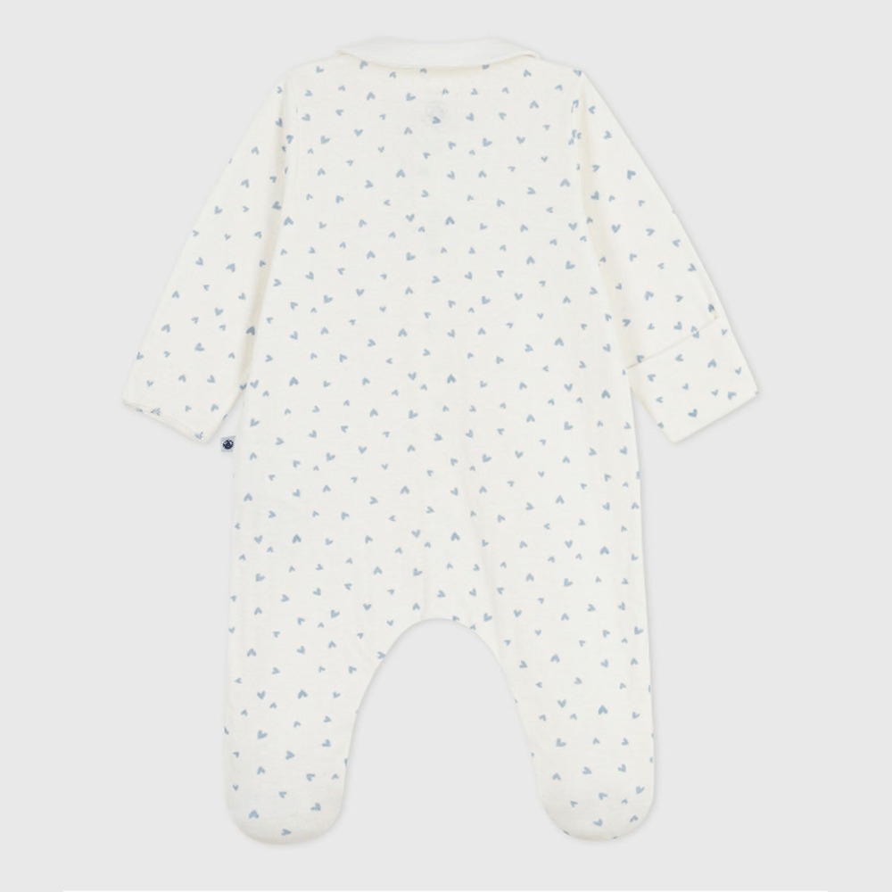 Petit Bateau Pyjama bébé en velours avec col et imprimé cœurs