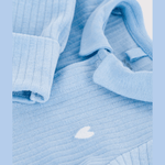 Pyjama bébé en velours avec col uni - Bleu