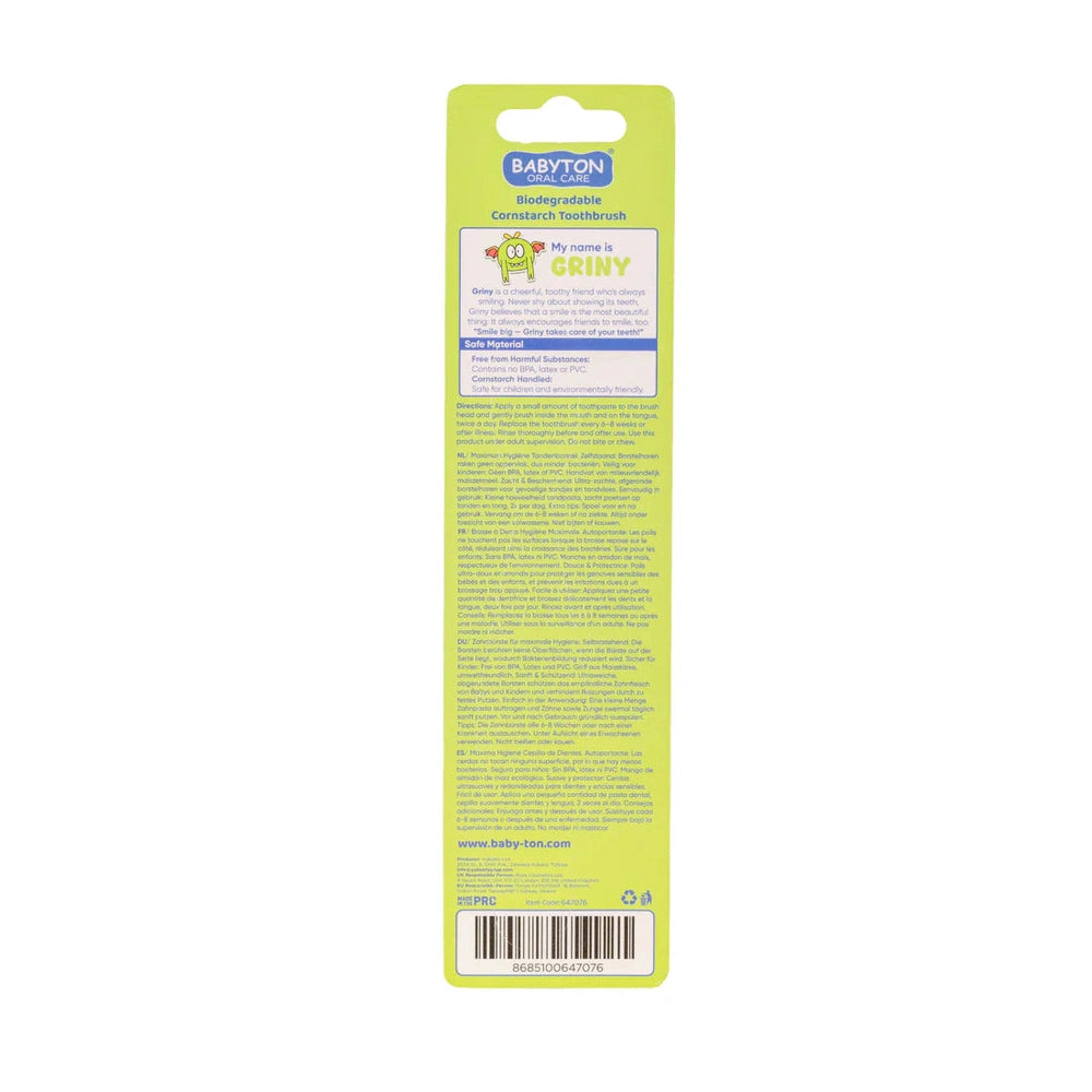 Babyton Brosse à dents bio à poils souples Griny