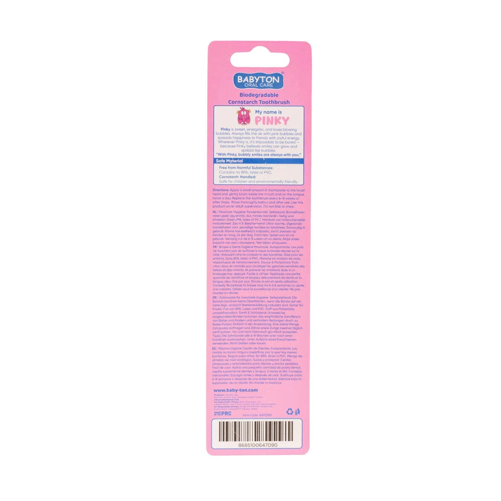 Babyton brosse à dents bio à poils souples Pinky