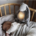 Moonie Peluche - Le Lapin Vrombissant 2.0 - Argent | Peluche bruit blanc avec veilleuse
