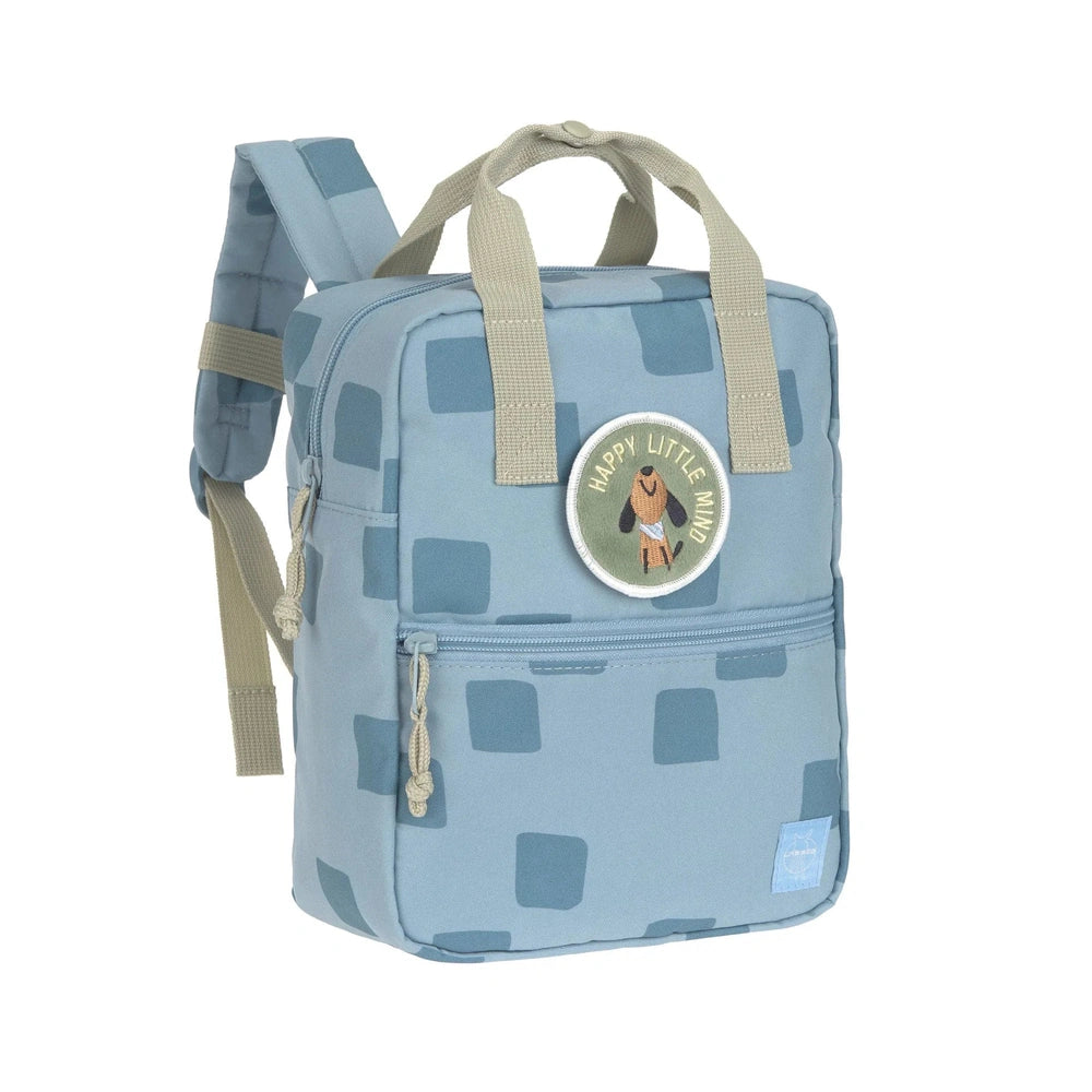 Petit sac à dos carré décontracté avec motif festif - bleu