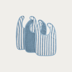 Meyco Baby Bavoir à scratch en éponge jacquard - larges rayures bleu jean
