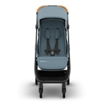 Uppababy Minu V3 Compact Stroller Dillan Stone Blue Carbon Frame Met Zandbruin Leer