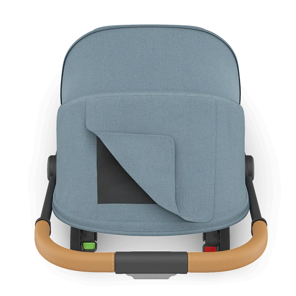 Uppababy Minu V3 Compact Stroller Dillan Stone Blue Carbon Frame Met Zandbruin Leer