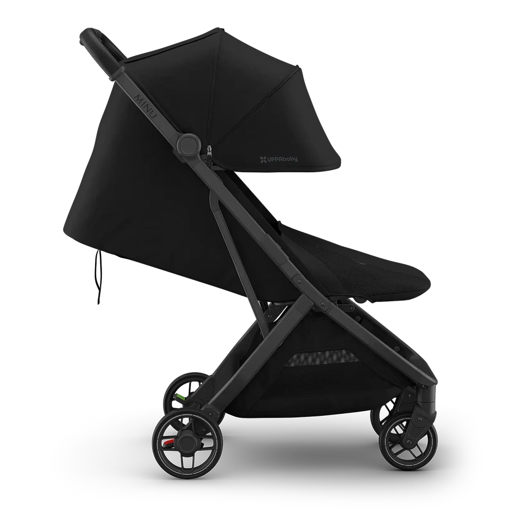 Uppababy Minu V3 Compact Stroller Jake Charcoal Carbon Frame Met Zwart Leer