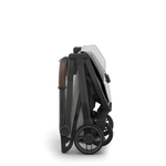 Uppababy Minu V3 Compact Stroller Savannah Pearl Gray Jacquard Carbon Frame Met Kastanje Bruin Leer