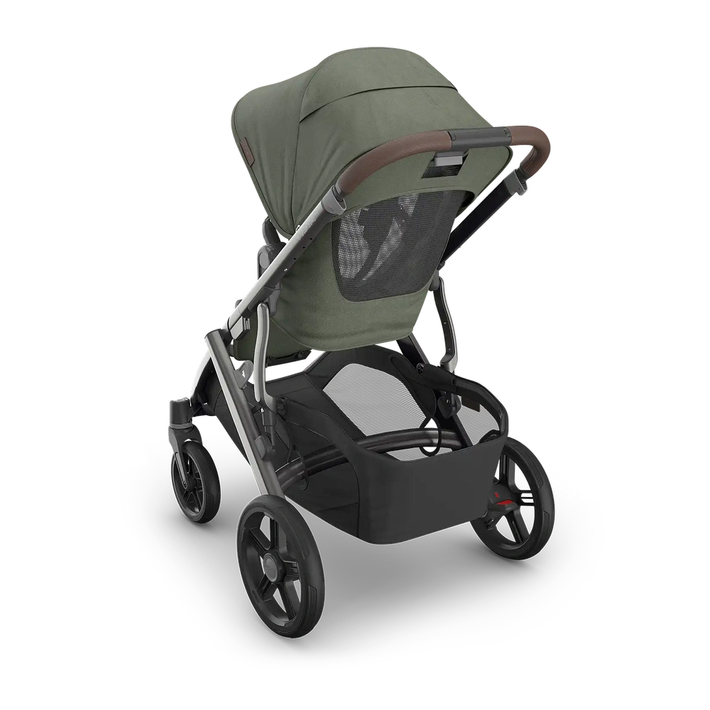 Uppababy Vista V3 Kinderwagen Evelyn - Meadow Green - Graphite Frame Met Kastanje Bruin Leer