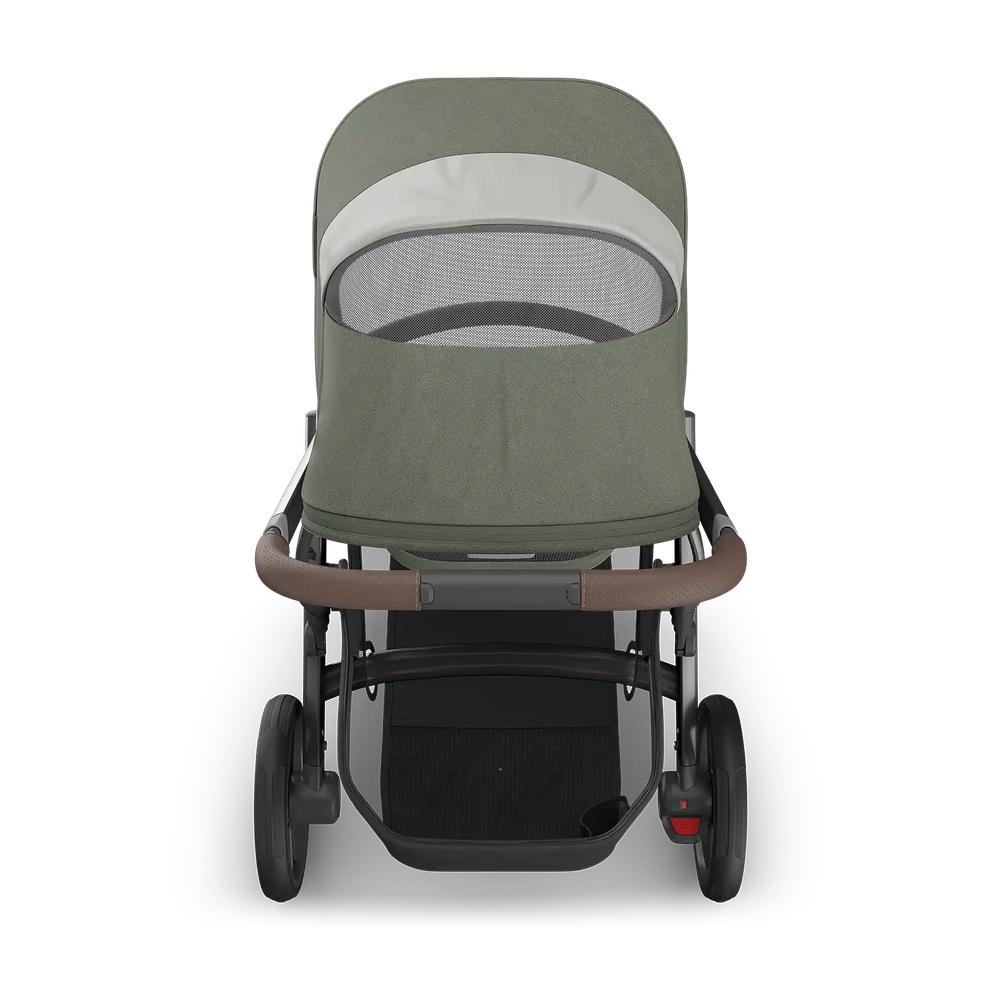 Uppababy Vista V3 Kinderwagen Evelyn - Meadow Green - Graphite Frame Met Kastanje Bruin Leer