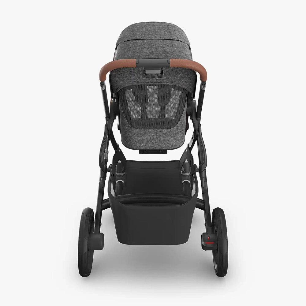 Uppababy Vista V3 Kinderwagen Greyson - Charcoal Mélange - Carbon Frame Met Bruin Leer