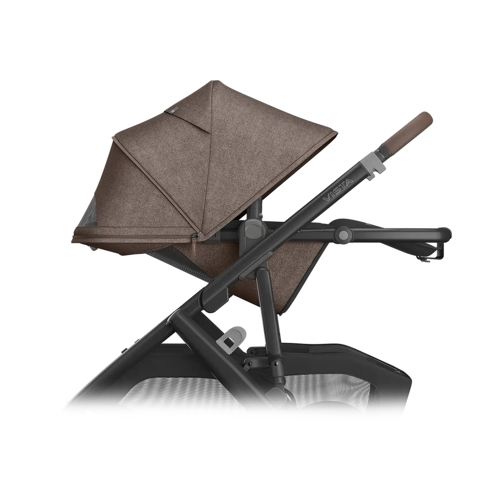 Uppababy Vista V3 Kinderwagen Owen - Mocha Mélange - Carbon Frame Met Kastanje Bruin Leer