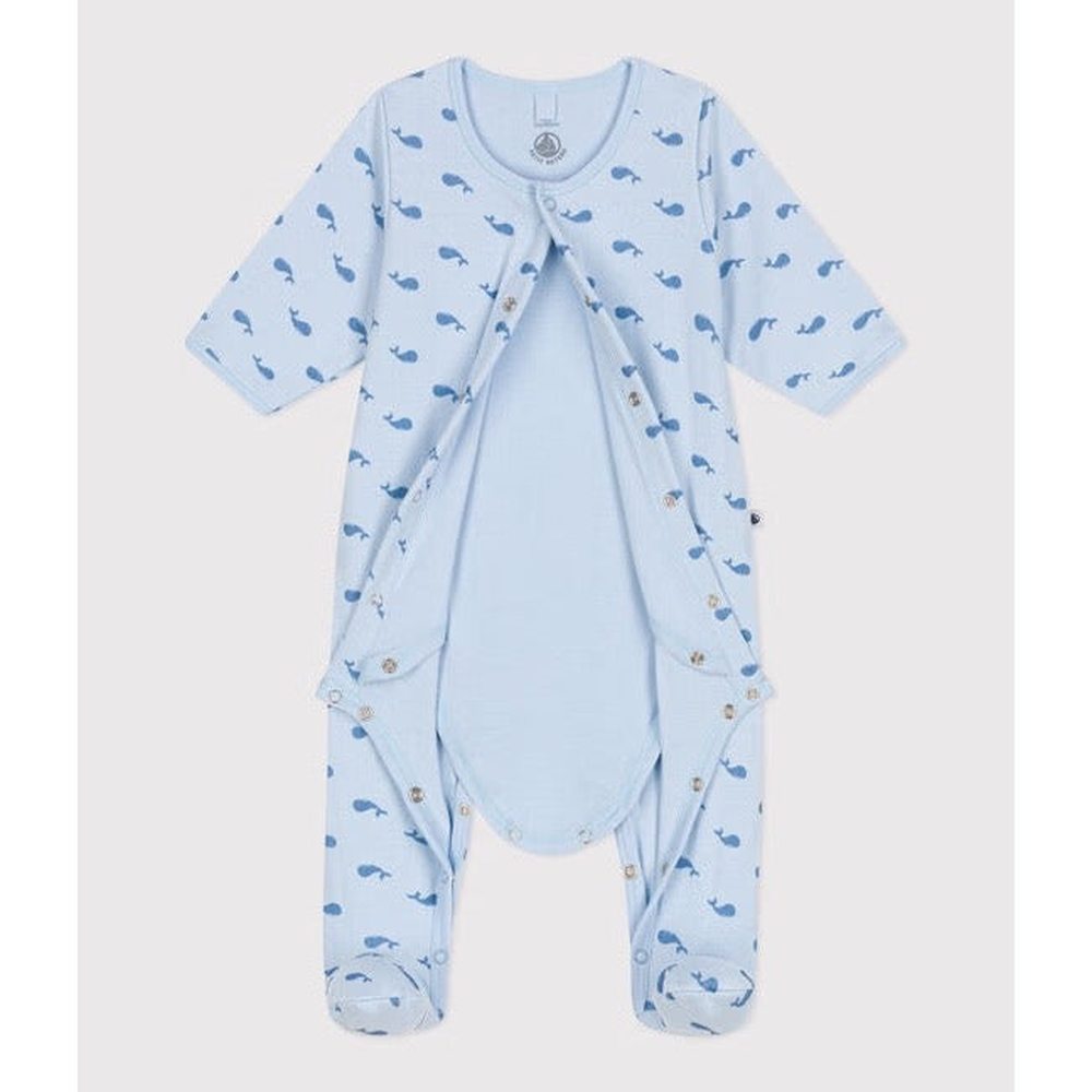 Bodyjama Petit Bateau avec imprimé baleine en tubique pour bébés