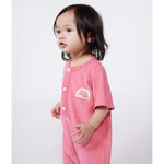 Petit Bateau Grenouillère bébé courte en éponge de coton uni à manches courtes - rose vif