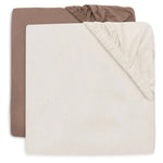 Jollein - Drap-housse en jersey 60x120cm - lot de 2 - Café lacté/Ivoire