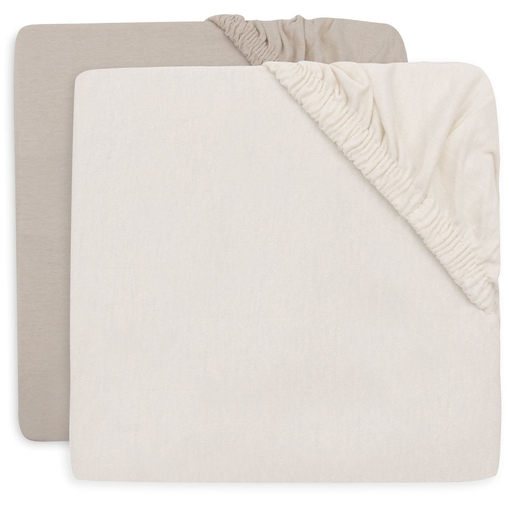 Jollein - Drap-housse jersey 70/75 cm x 140/150 cm - lot de 2 - Avoine/Sable