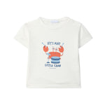 T-shirt en coton Laranjinha pour bébé "Let's Play Little Crab" - blanc cassé