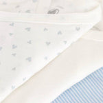 Petit Bateau Lot de 3 bodies en coton à manches courtes - Cœurs/Rayures/Bleu