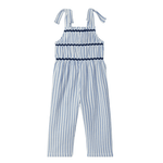 Laranjinha Salopette rayée en coton pour enfants - bleu moyen