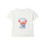 T-shirt en coton Laranjinha pour enfants "Let's Play Little Crab" - blanc cassé