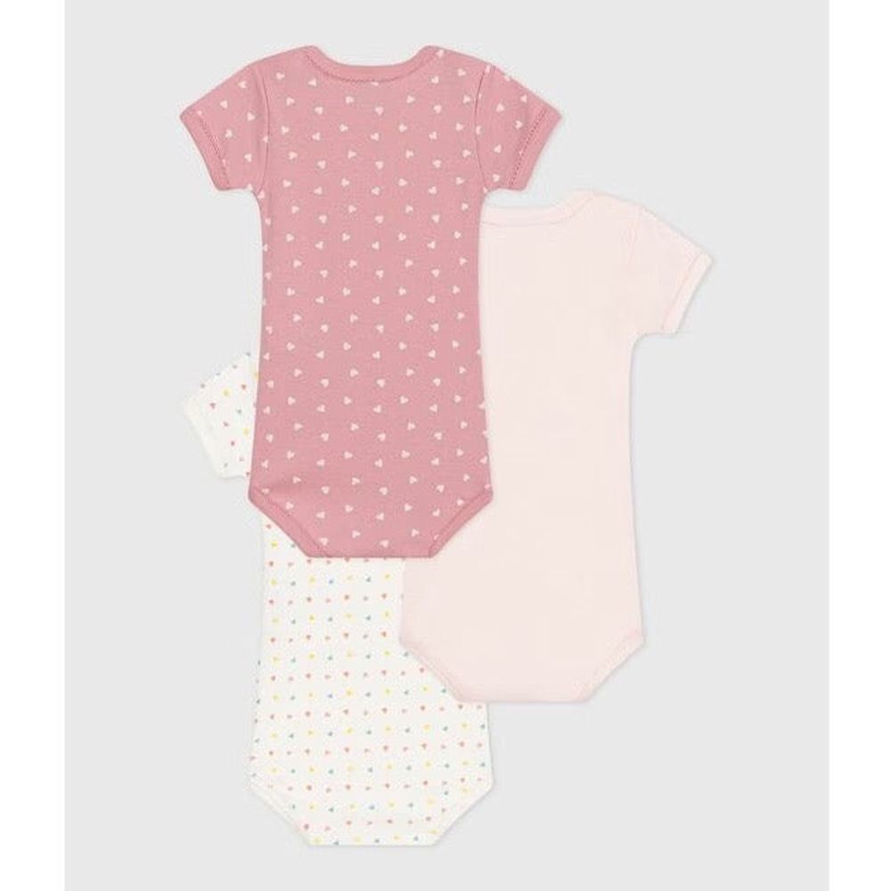 Lot de 3 bodies en coton à manches courtes avec imprimé cœurs Petit Bateau