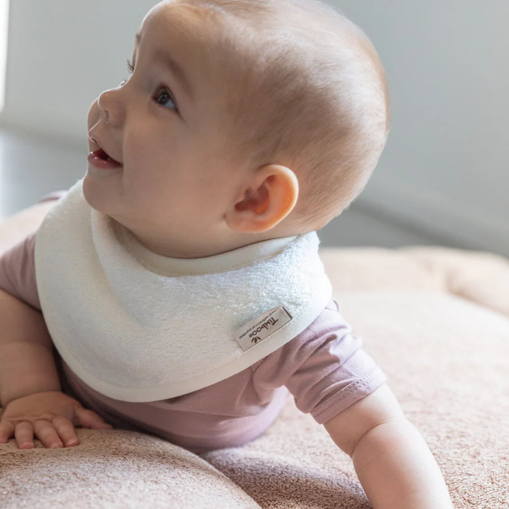 Bavoir bandana Timboo à double épaisseur - Daisy White