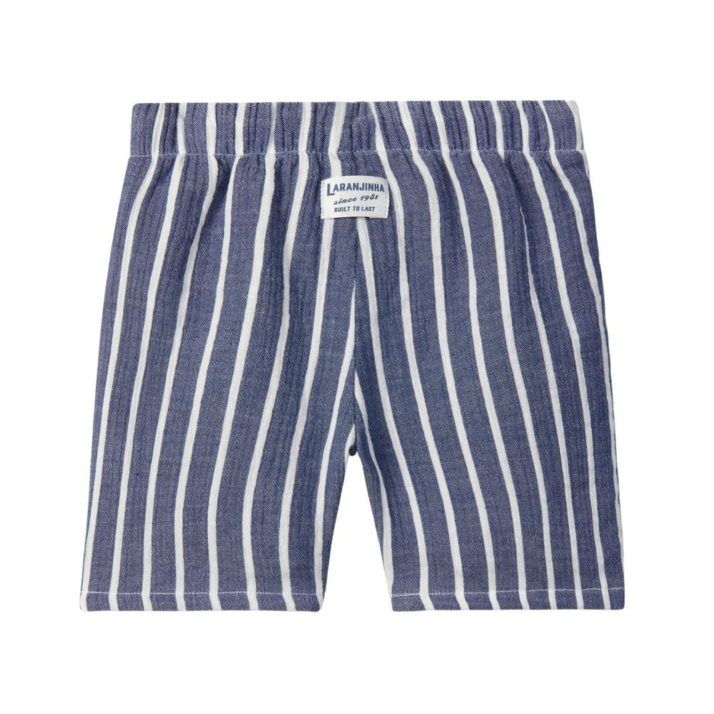 Laranjinha Shorts d'été rayés pour enfants - bleu marine
