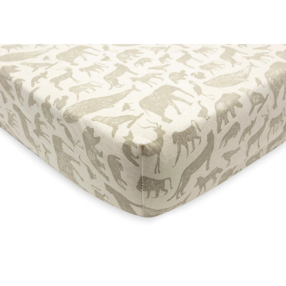 Jollein Drap-housse en jersey 70x140/75x150cm - Animaux vert olive