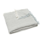 Couverture de berceau en gaze de coton Jollein 75x100cm Fringe Stripe - vert d’eau/ivoire