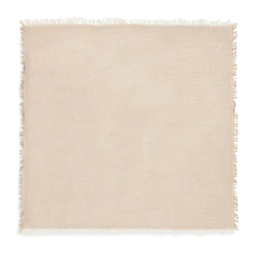 Jollein Couverture de berceau en mousseline 75x100cm Fringe Stripe - Biscuit/Ivoire