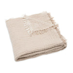 Jollein Couverture de berceau en mousseline 75x100cm Fringe Stripe - Biscuit/Ivory