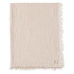 Jollein Couverture de berceau en mousseline 75x100cm Fringe Stripe - Biscuit/Ivoire