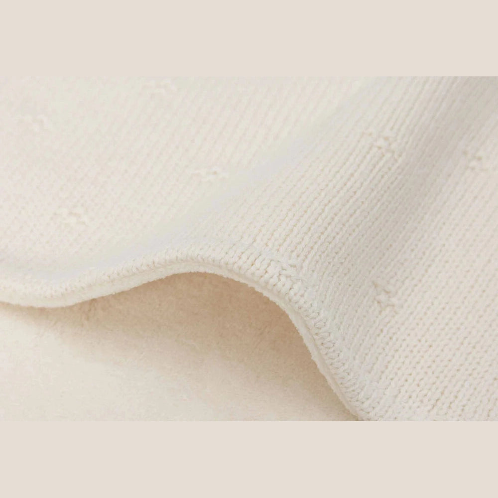Couverture de berceau Jollein 75x100cm - Cosy Knit Ivoire / Velours