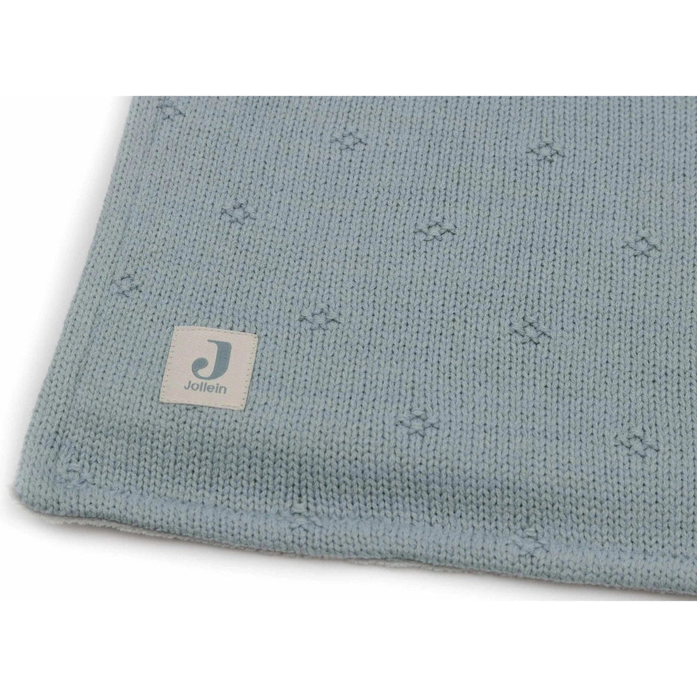 Couverture de berceau Jollein 75x100cm - Cosy Knit vert mer / velours