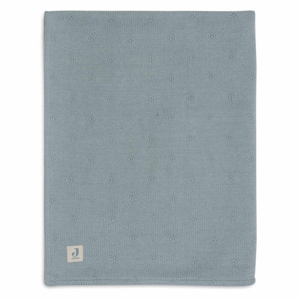 Jollein couverture de berceau 75x100 cm - maille cosy vert mer / velours