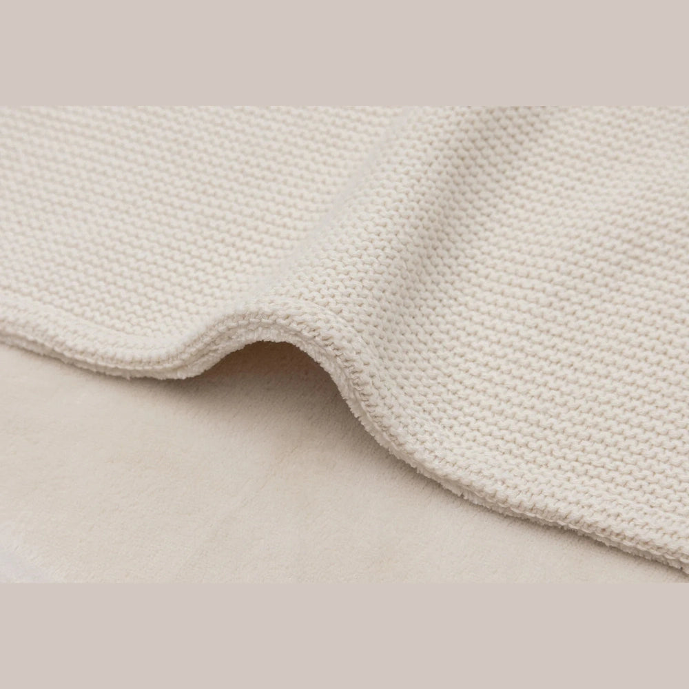 Jollein - Couverture de berceau Basic en maille/velours 75x100cm - Oatmeal