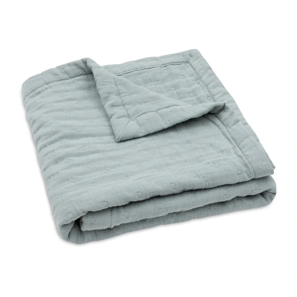 Jollein couverture de berceau en gaze de coton 75x100cm Jacquard vert d'eau