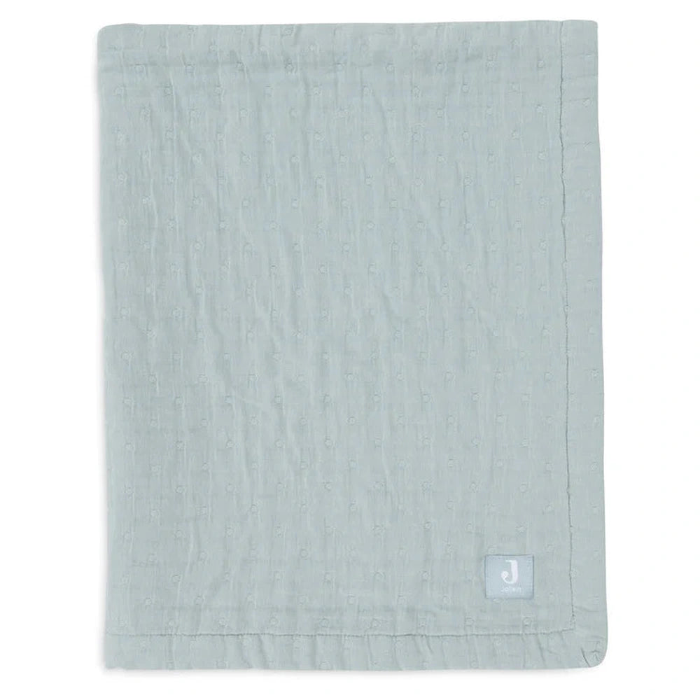 Jollein couverture de berceau en mousseline 75x100cm jacquard vert mer