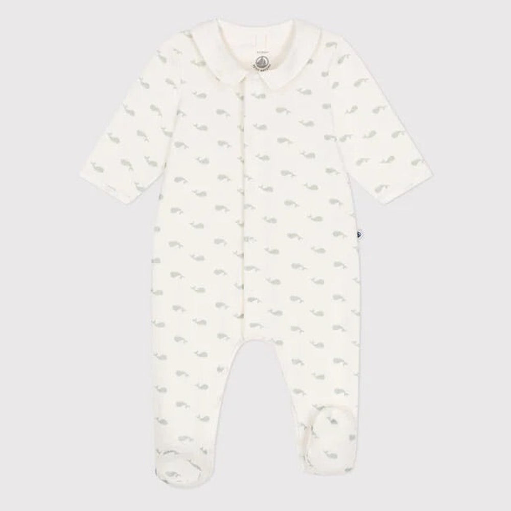 Petit Bateau | Pyjama bébé en velours - Marshmallow/Baleine