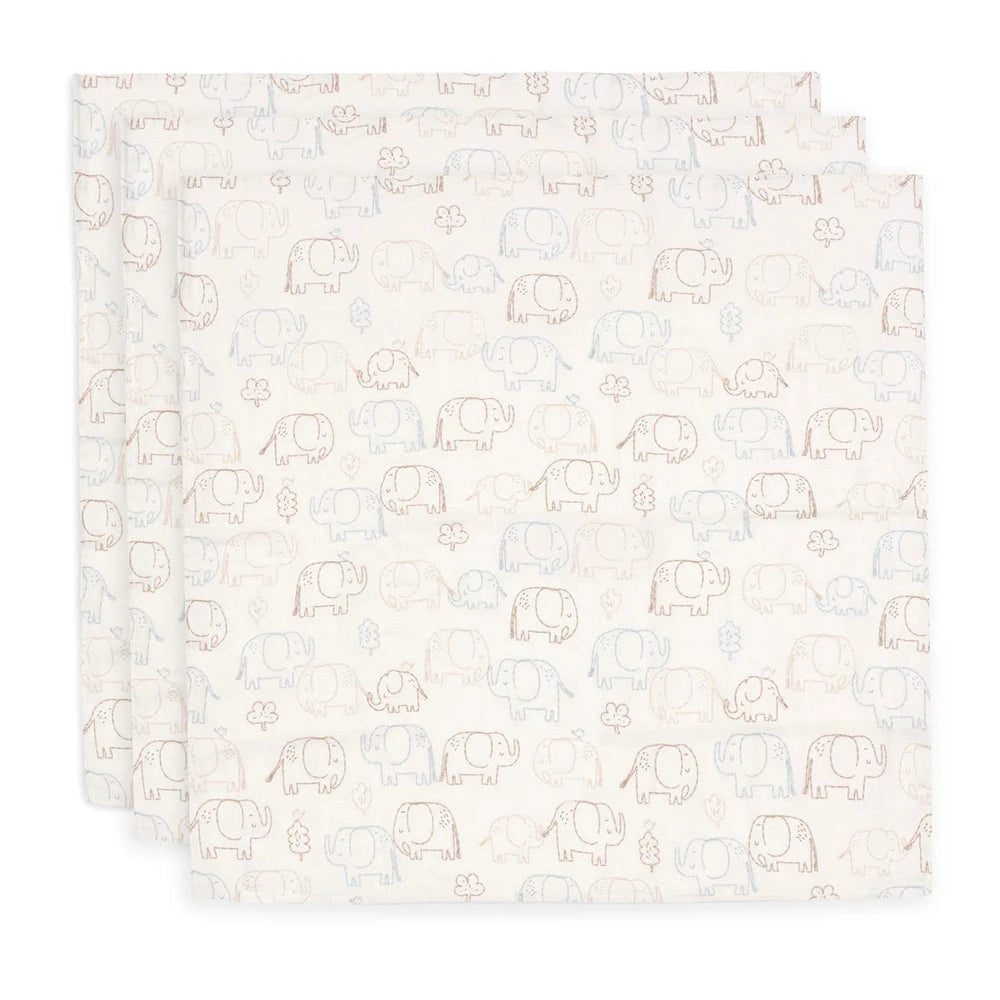 Jollein Lange en mousseline Large 115x115cm - Elephant Tales - 2 pièces