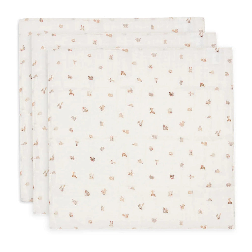 Jollein - Carrés en mousseline 70x70cm - 3 pièces - Amis des animaux
